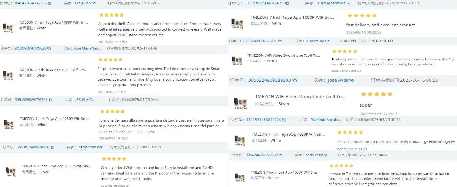 Smart Video Intercom 7" 1080P Screen-4 monitors 1doorbell / spain