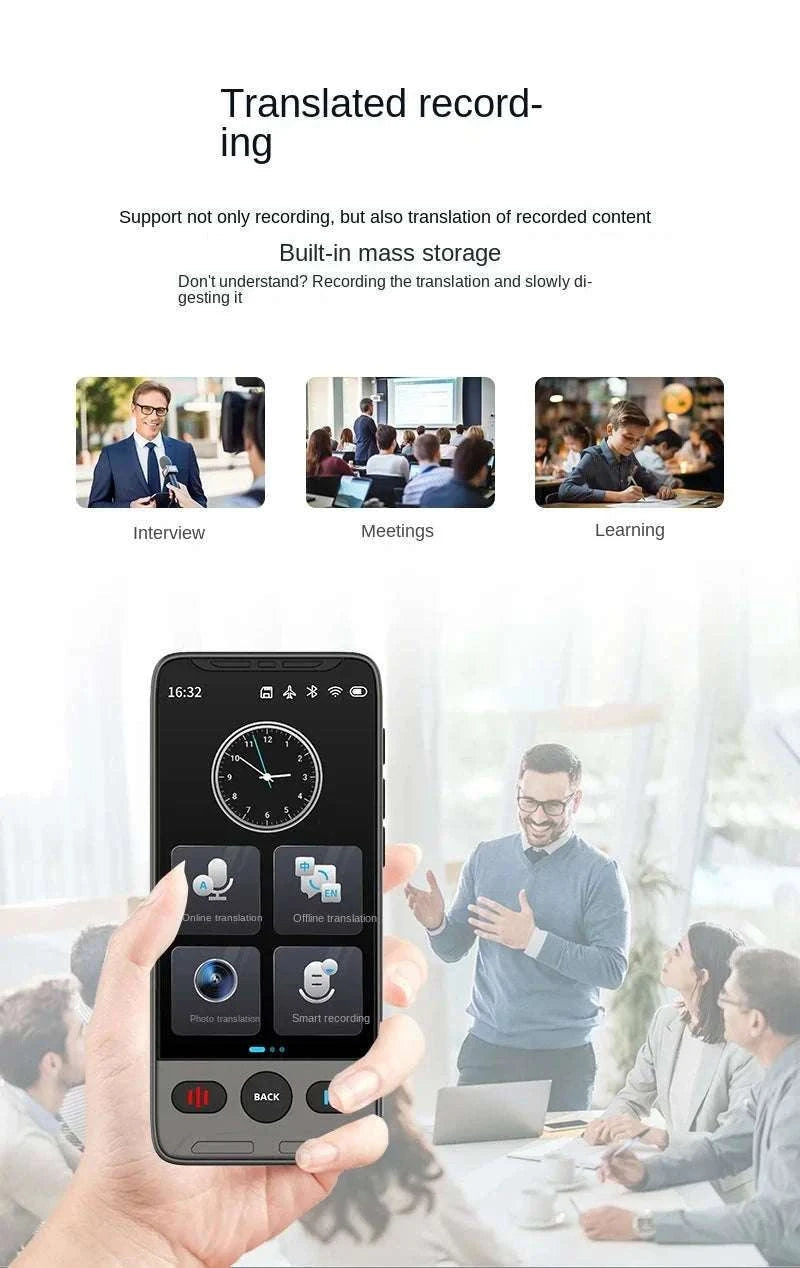 Smart Voice Translator with Touch Screen, HD Camera and Offline Mode-Grey / China Mainland