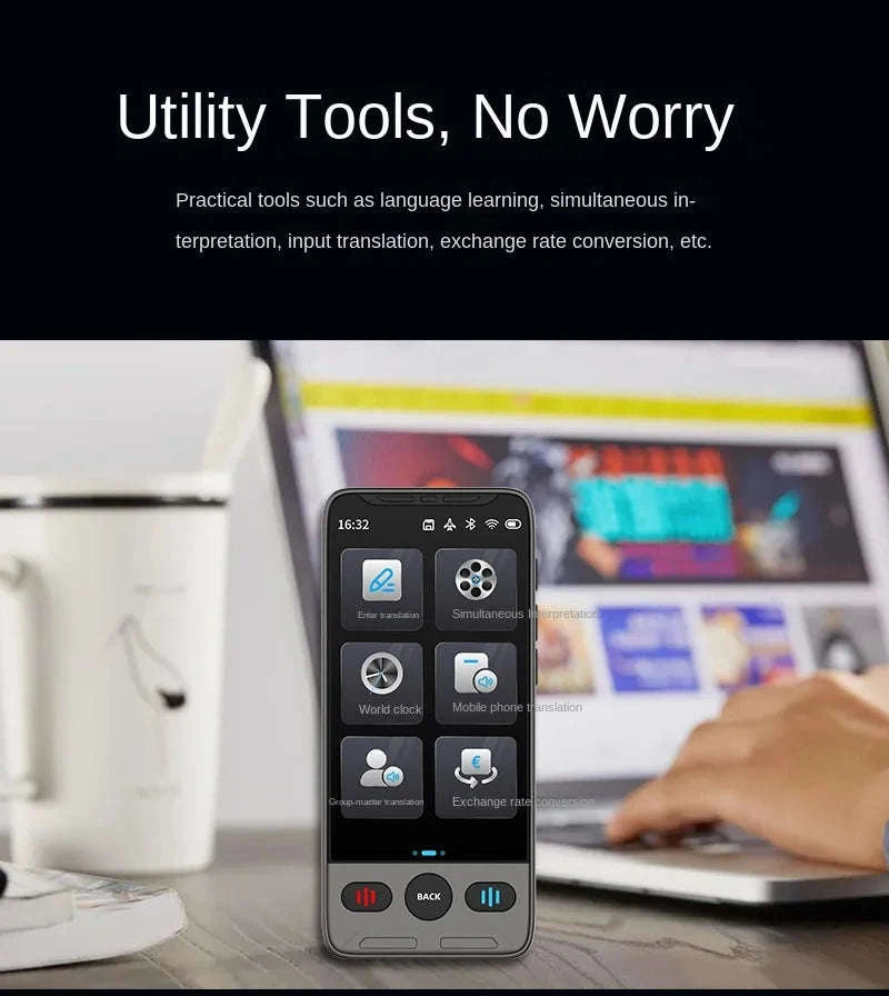 Smart Voice Translator with Touch Screen, HD Camera and Offline Mode-Grey / China Mainland