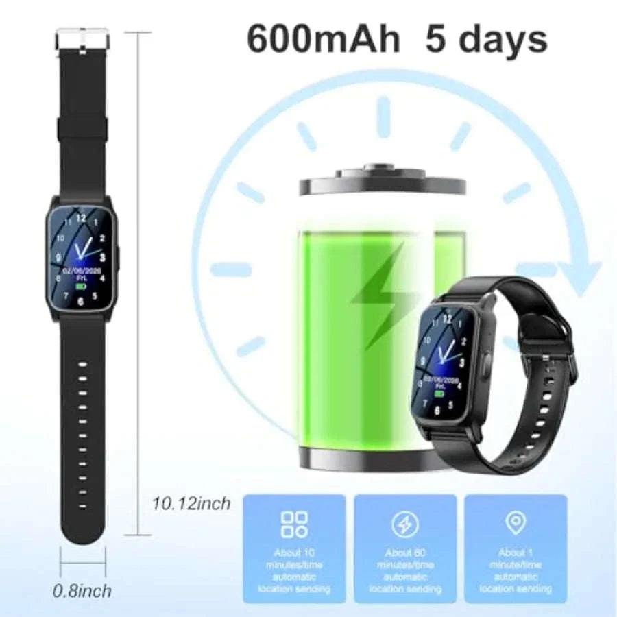 Smart Watch for Seniors with Fall Detection, GPS and SOS-United States / Black