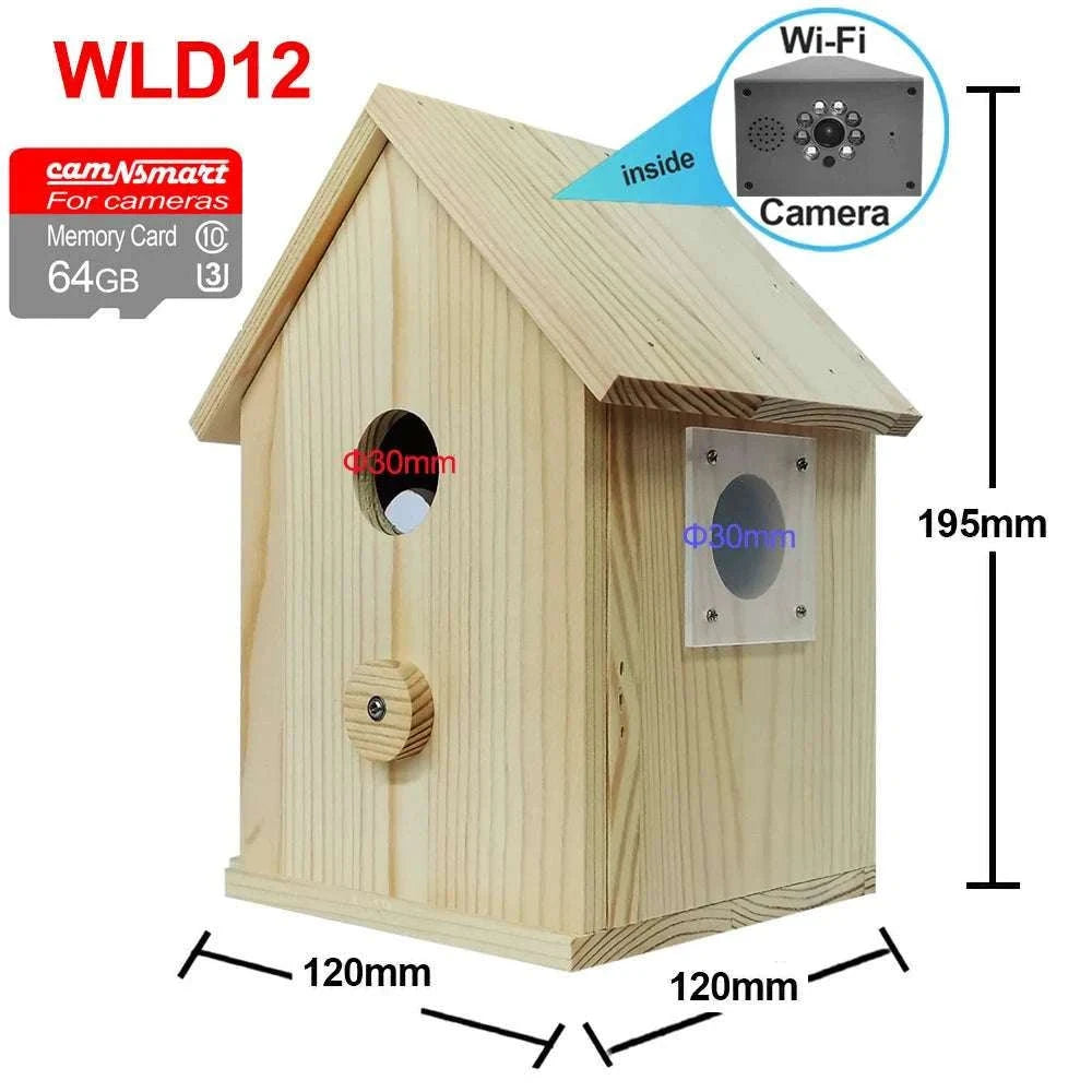 Smart WiFi Bird House Camera 4MP HD with Night Vision & App-WILD14 256G card / EU Plug