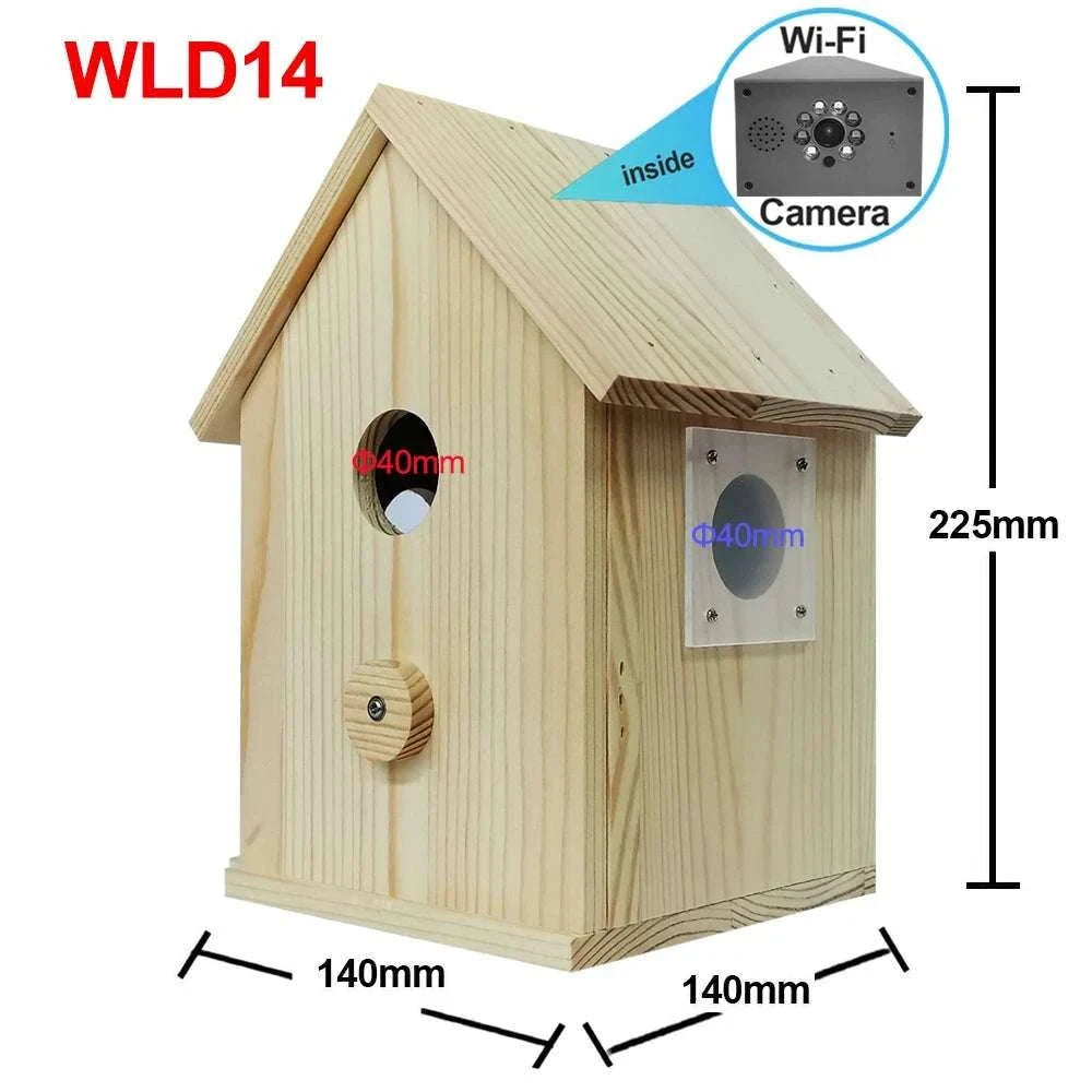 Smart WiFi Bird House Camera 4MP HD with Night Vision & App-WILD14 256G card / EU Plug