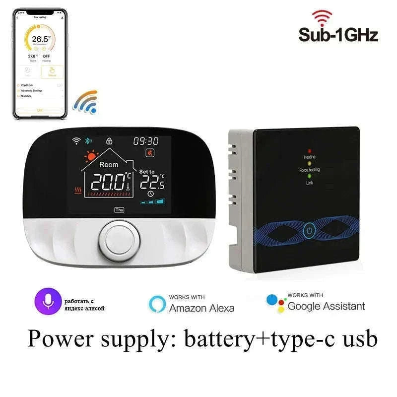 Smart WiFi Thermostat for Floor Heating-WiFi(Black) / Wireless