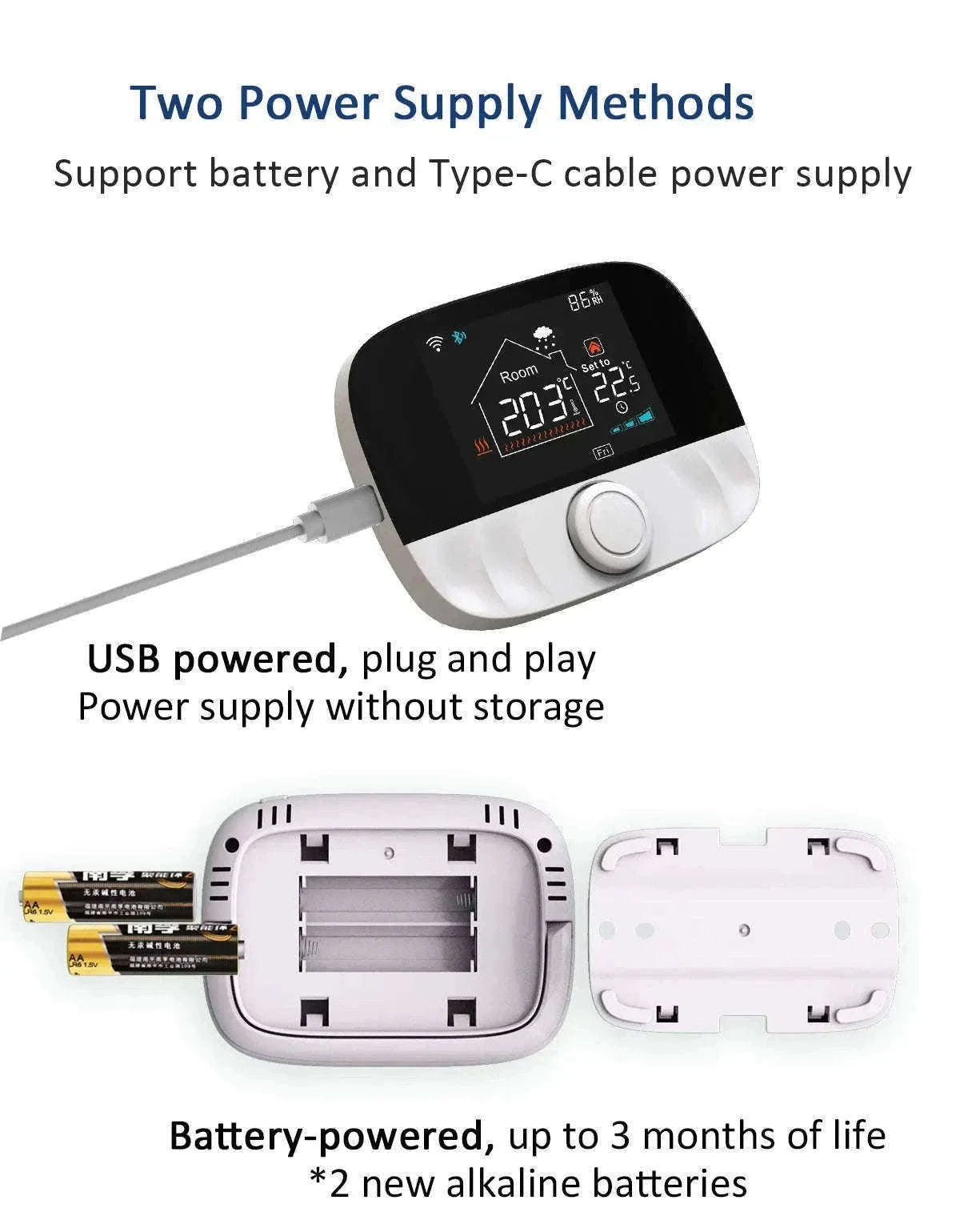 Smart WiFi Thermostat for Floor Heating-WiFi(Black) / Wireless