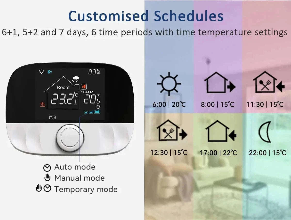 Smart WiFi Thermostat for Floor Heating-WiFi(Black) / Wireless