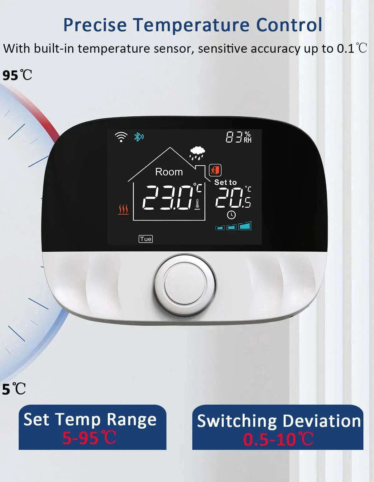 Smart WiFi Thermostat for Floor Heating-WiFi(Black) / Wireless
