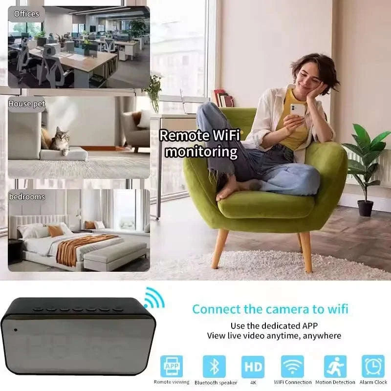 Smart WiFi6 Alarm Clock Camera with 4K HD and Bluetooth Speaker-China Mainland