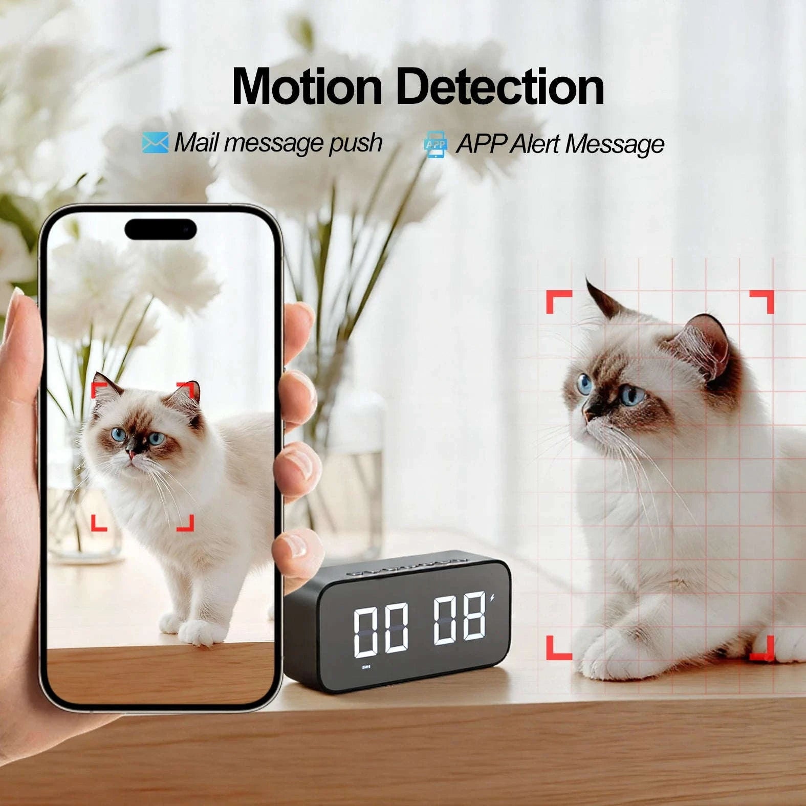 Smart WiFi6 Alarm Clock Camera with 4K HD and Bluetooth Speaker-China Mainland