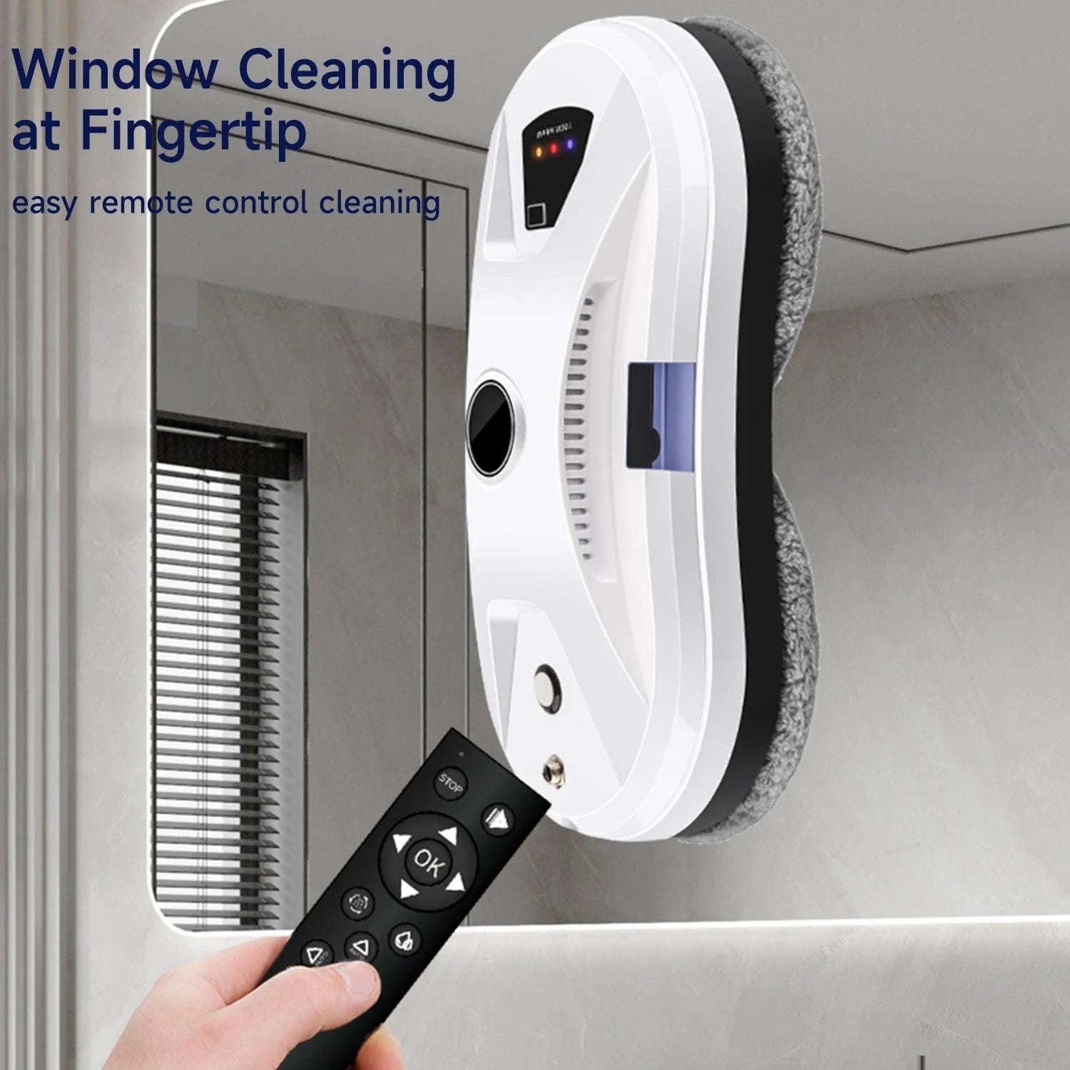 Smart Window Cleaning Robot 5600Pa with Ultrasonic Spray & Remote-WHITE / EU / france|Yes