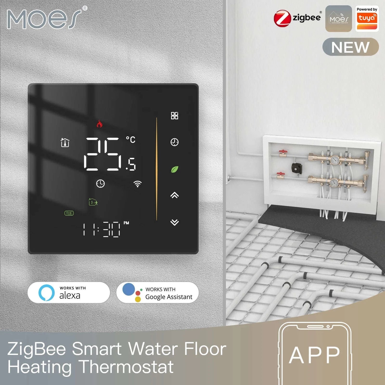 Smart Zigbee Thermostat for Floor & Boiler Heating-water heating white / MOES