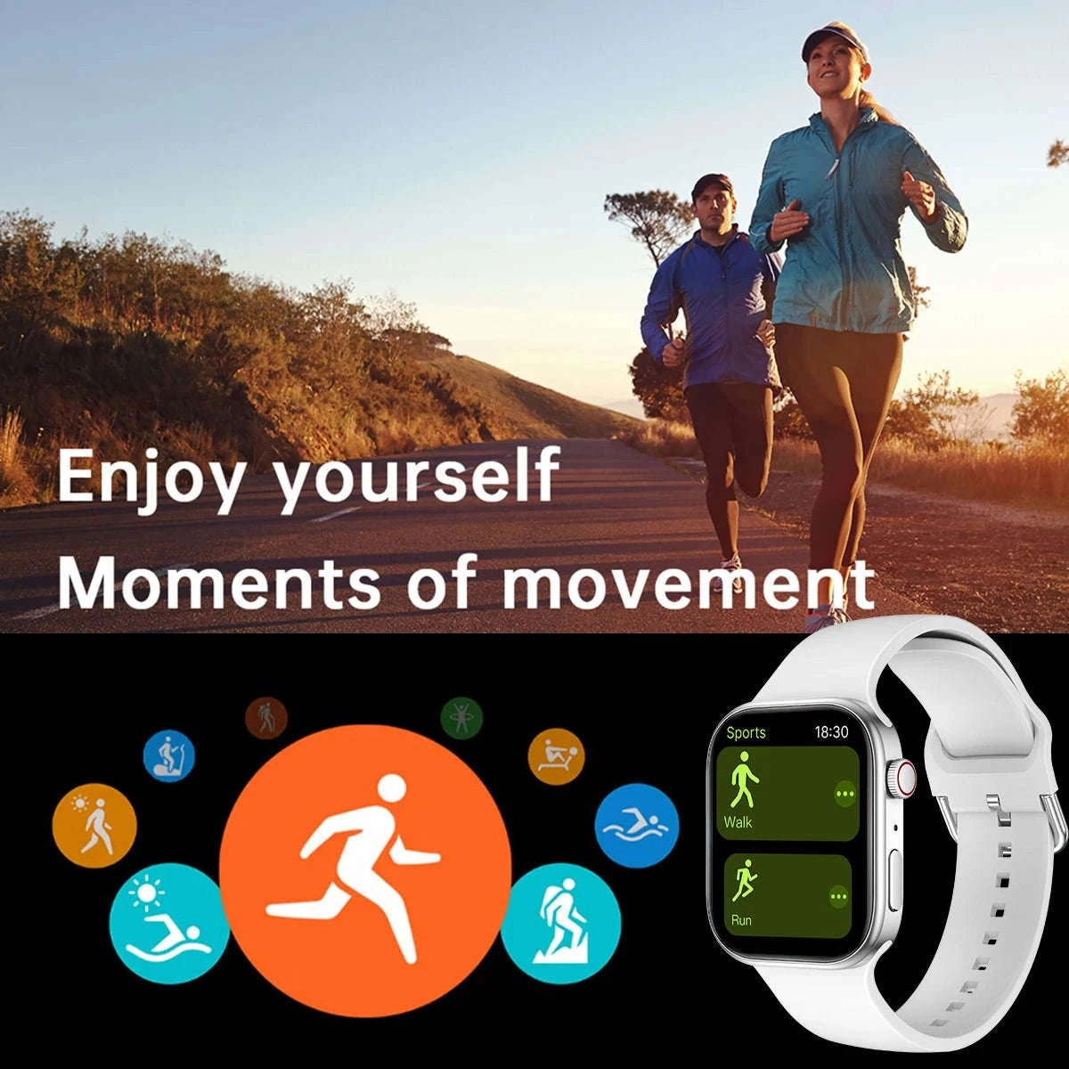 Smartwatch 1.83" HD Display with Bluetooth Calling & Fitness Tracking-White / For apple watch / United States