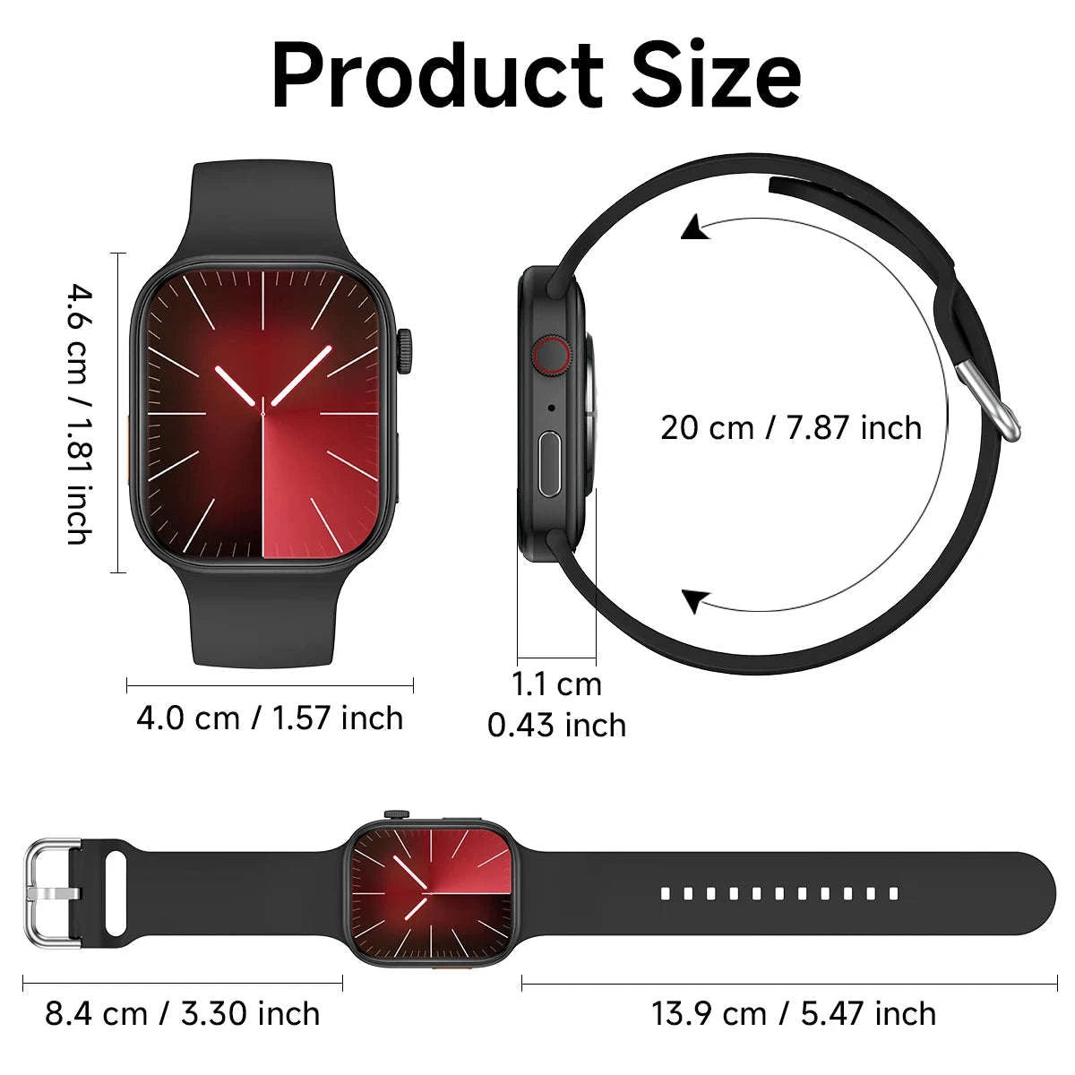 Smartwatch 1.83" HD Display with Bluetooth Calling & Fitness Tracking-White / For apple watch / United States