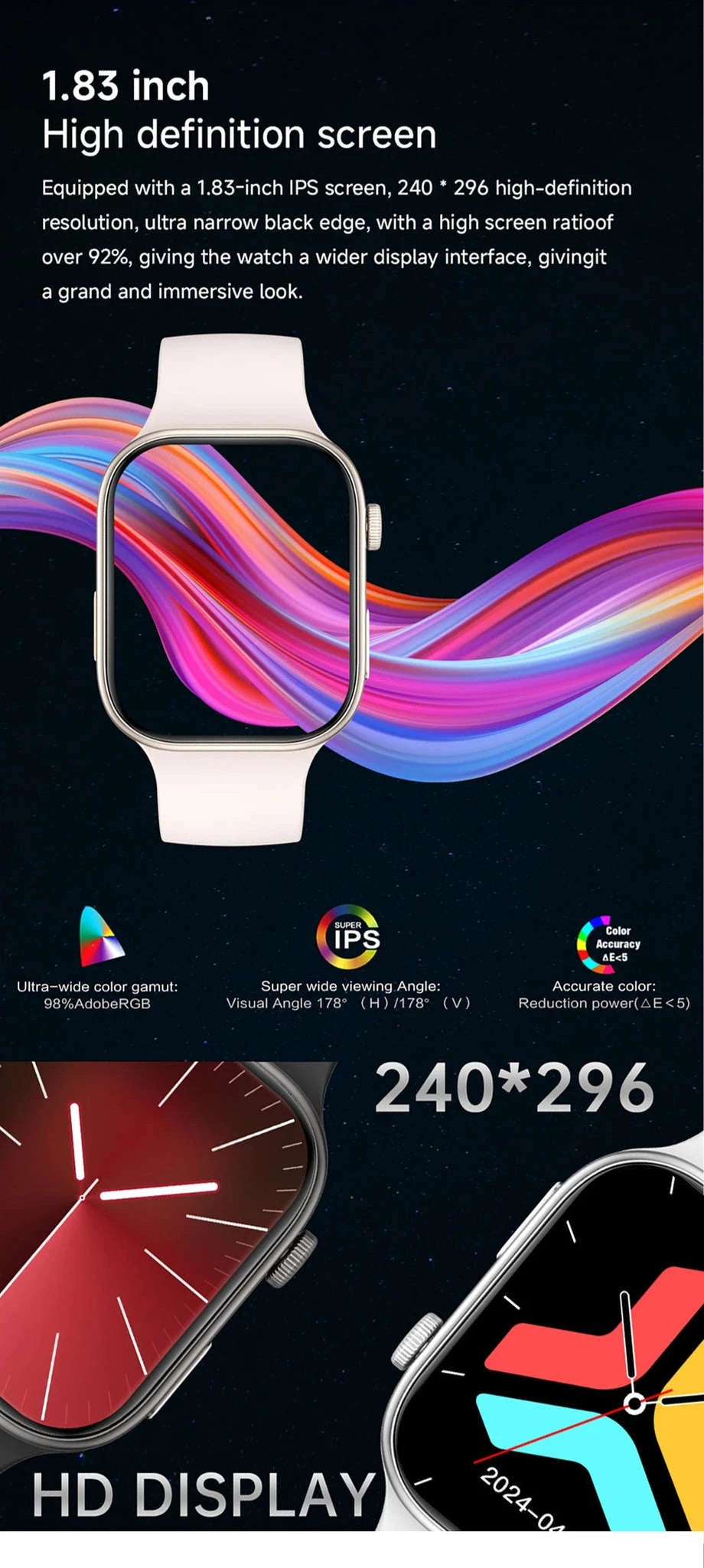 Smartwatch 1.83" HD Display with Bluetooth Calling & Fitness Tracking-White / For apple watch / United States