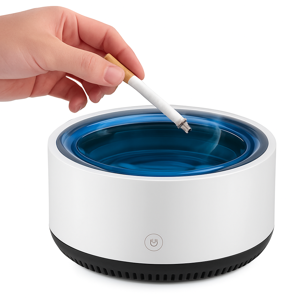 Smoke-Free Ashtray with Built-In Filter and Odor Control