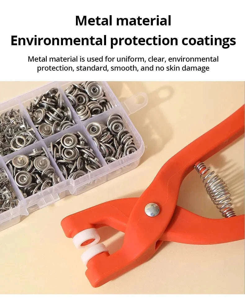 Snap Button Kit with Hand Pliers for Clothes and DIY Repairs-A