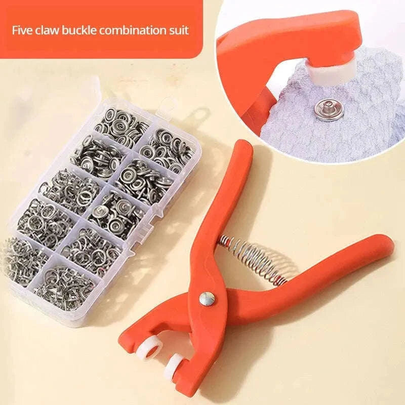 Snap Button Kit with Hand Pliers for Clothes and DIY Repairs-A