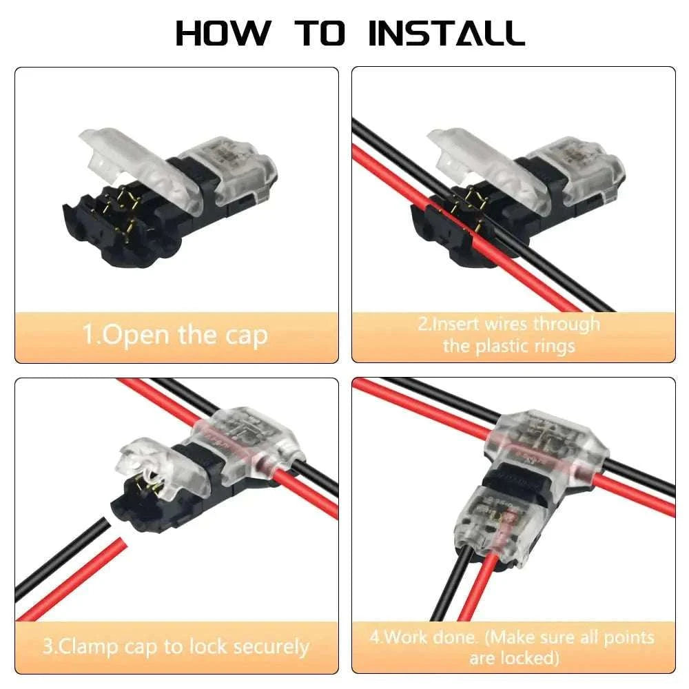 Snap-In Wire Connector T2 Quick Terminal Joiners-5pcs