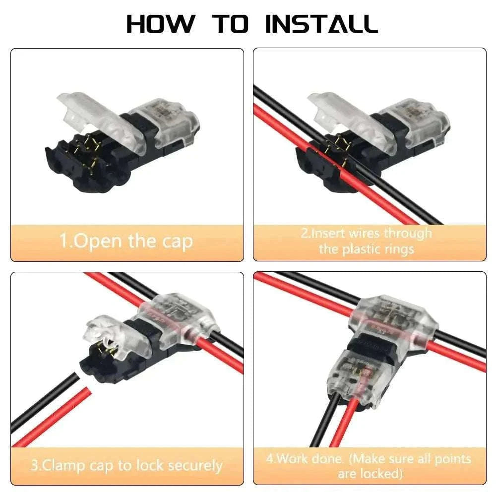 Snap-In Wire Connector T2 Quick Terminal Joiners-5pcs