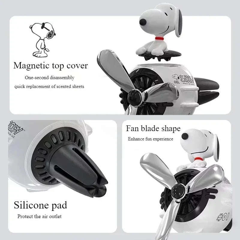 Snoopy Air Freshener Flying Propeller Pilot Series Car Decor-white