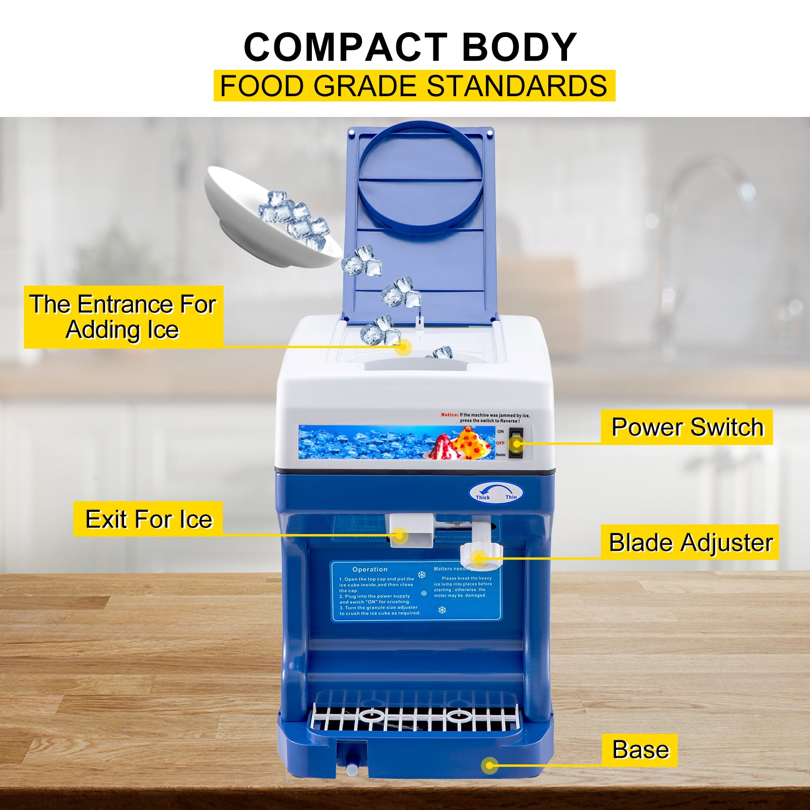 Electric Ice Shaver Machine with Adjustable Ice Fineness