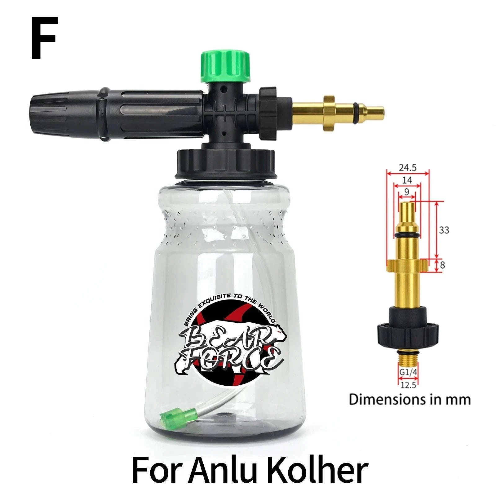 Snow Foam Cannon for Pressure Washer with 1L Bottle and Adapter Options-For Quick Plug / China Mainland