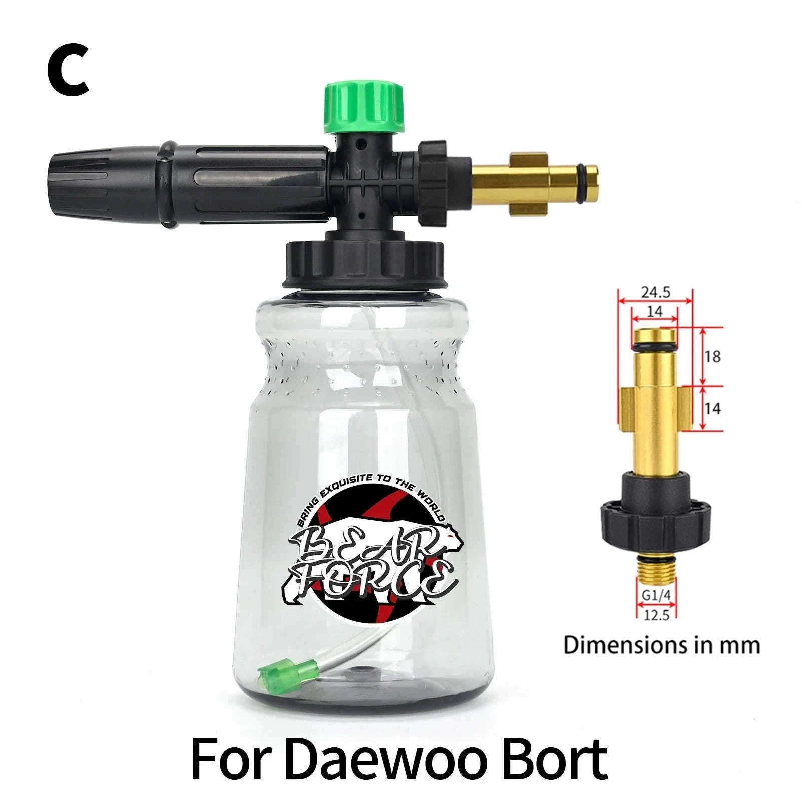 Snow Foam Cannon for Pressure Washer with 1L Bottle and Adapter Options-For Quick Plug / China Mainland