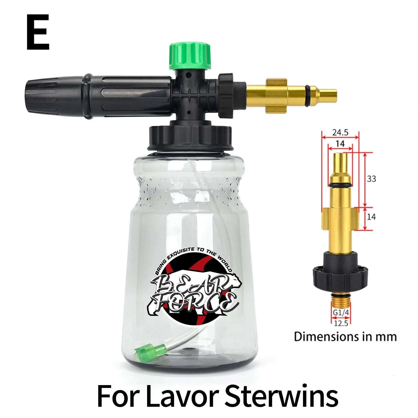 Snow Foam Cannon for Pressure Washer with 1L Bottle and Adapter Options-For Quick Plug / China Mainland