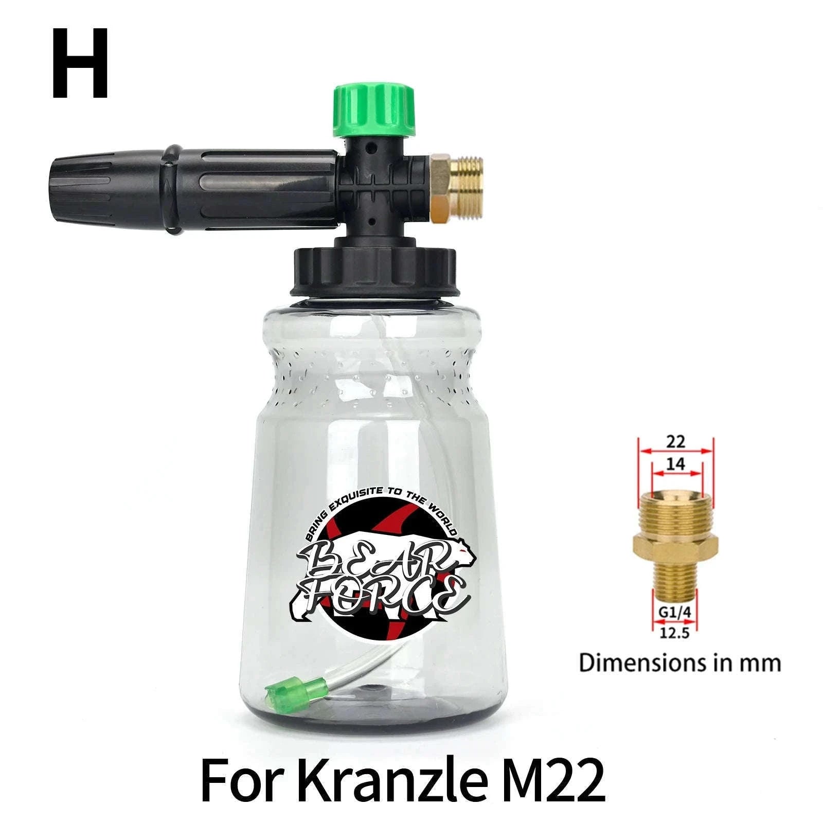Snow Foam Cannon for Pressure Washer with 1L Bottle and Adapter Options-For Quick Plug / China Mainland