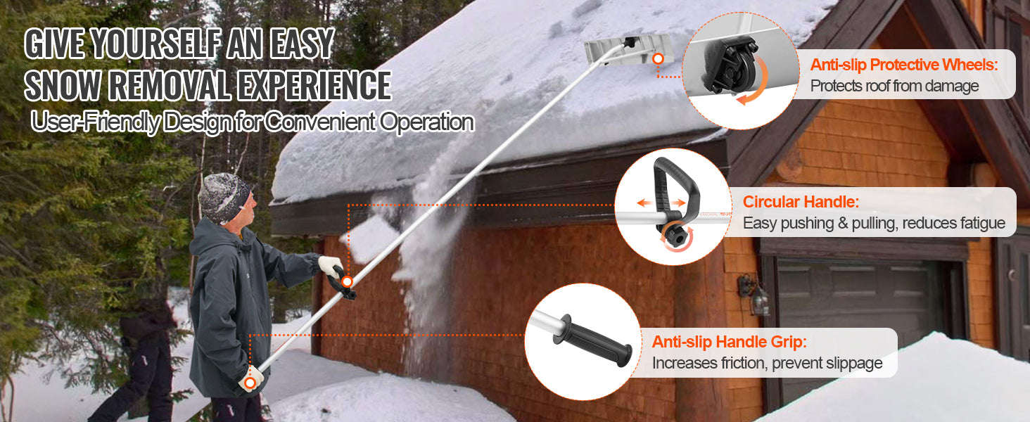 Snow Roof Rake 25-Inch Blade with Adjustable Anti-Slip Handle-Poland