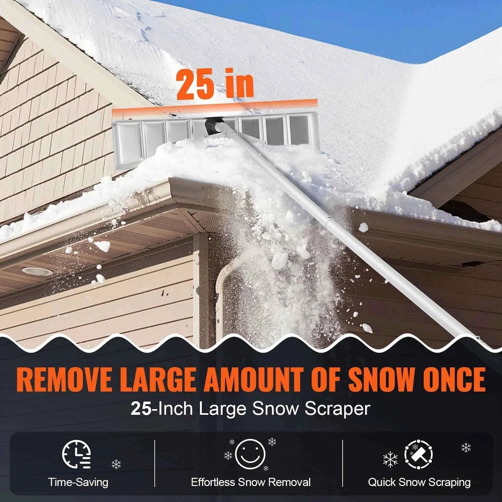 Snow Roof Rake 25-Inch Blade with Adjustable Anti-Slip Handle-Poland