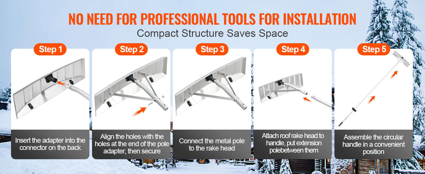 Snow Roof Rake 25-Inch Blade with Adjustable Anti-Slip Handle-Poland