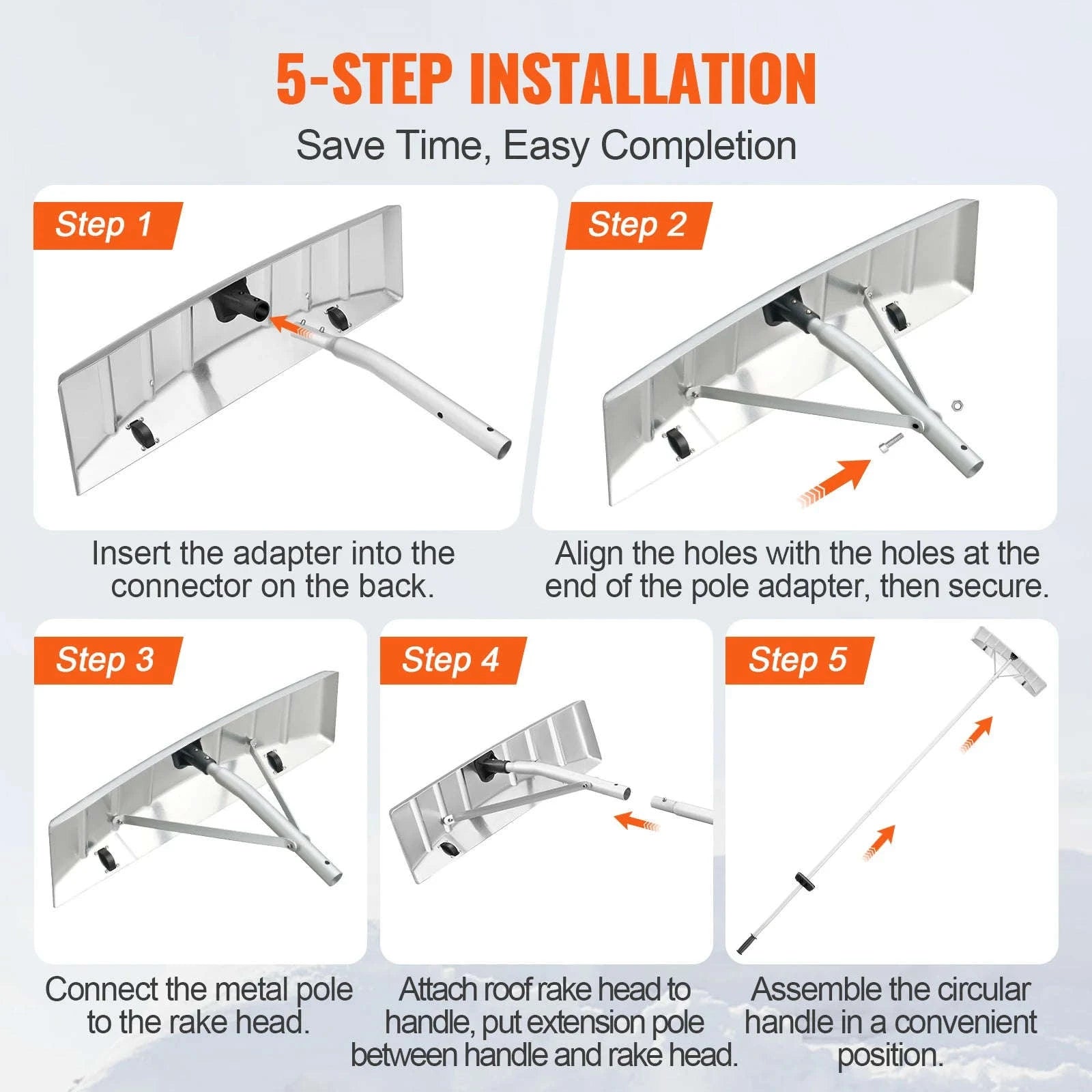 Snow Roof Rake 25-Inch Blade with Adjustable Anti-Slip Handle-Poland