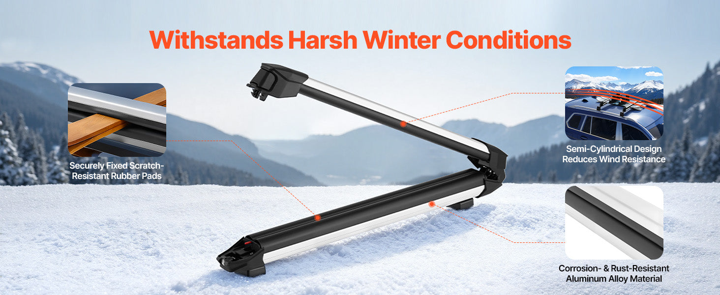 Ski and Snowboard Roof Rack for 6 Pairs of Skis or 4 Snowboards