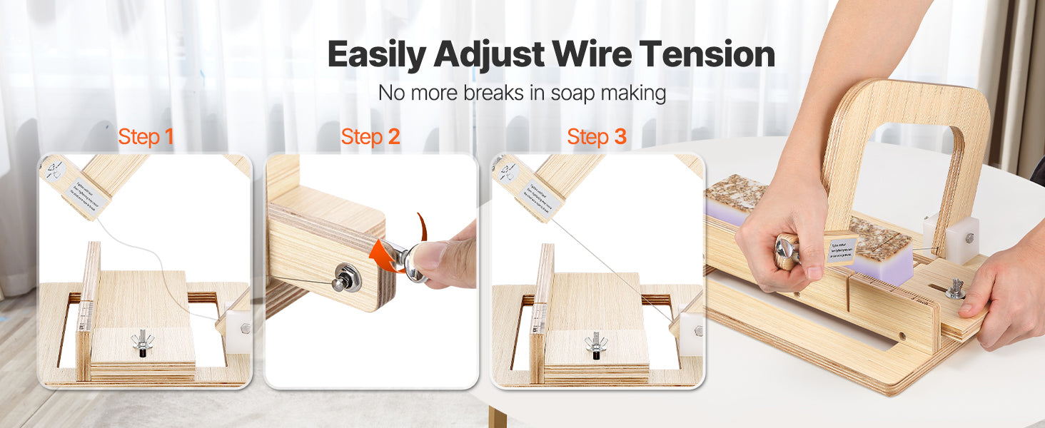 Adjustable Soap Cutter 0–2in with Wire Tension for Clean Even Bars