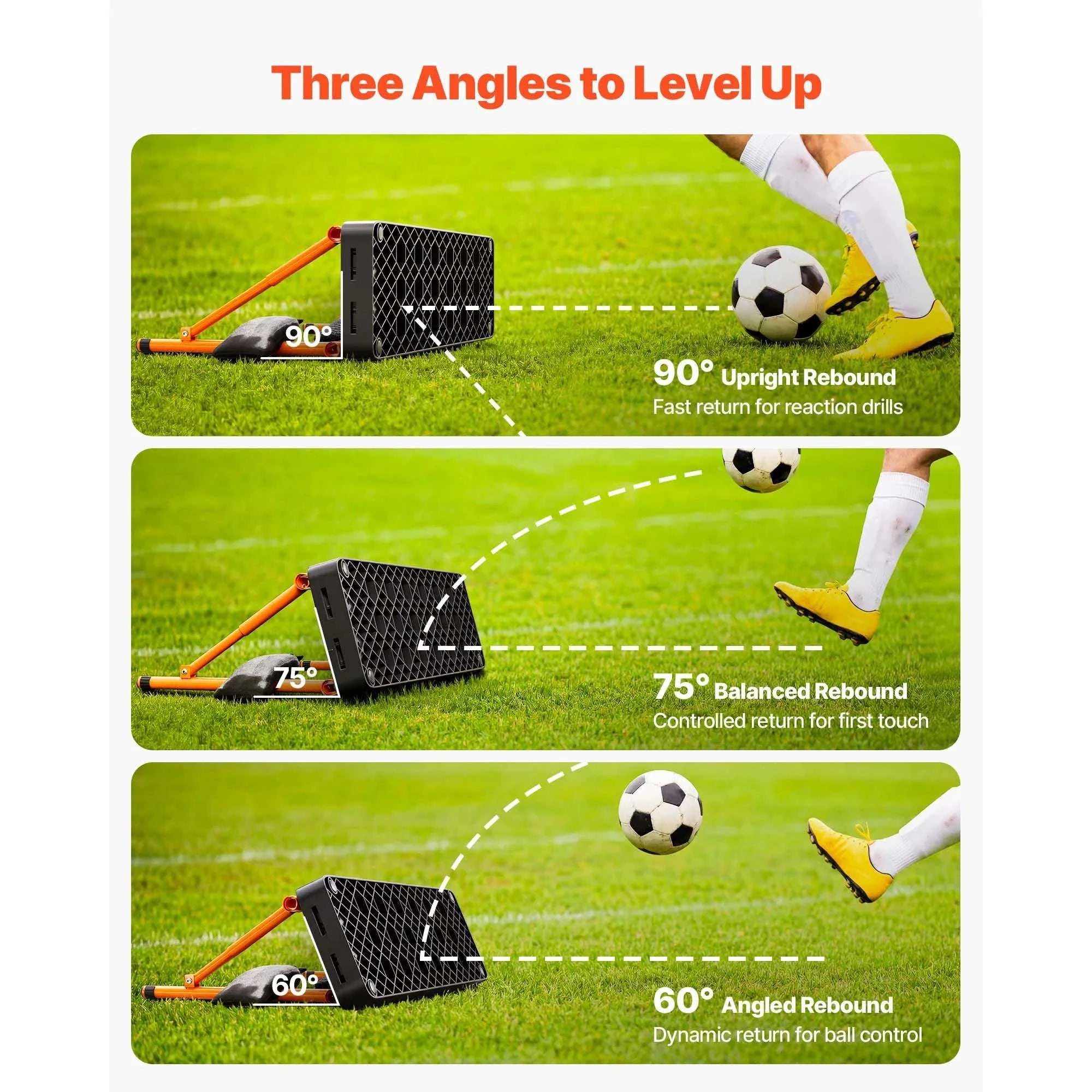 Soccer Rebounder Board 37.4in Dual Surface Trainer with Angles-37.4x9.8inch / United States