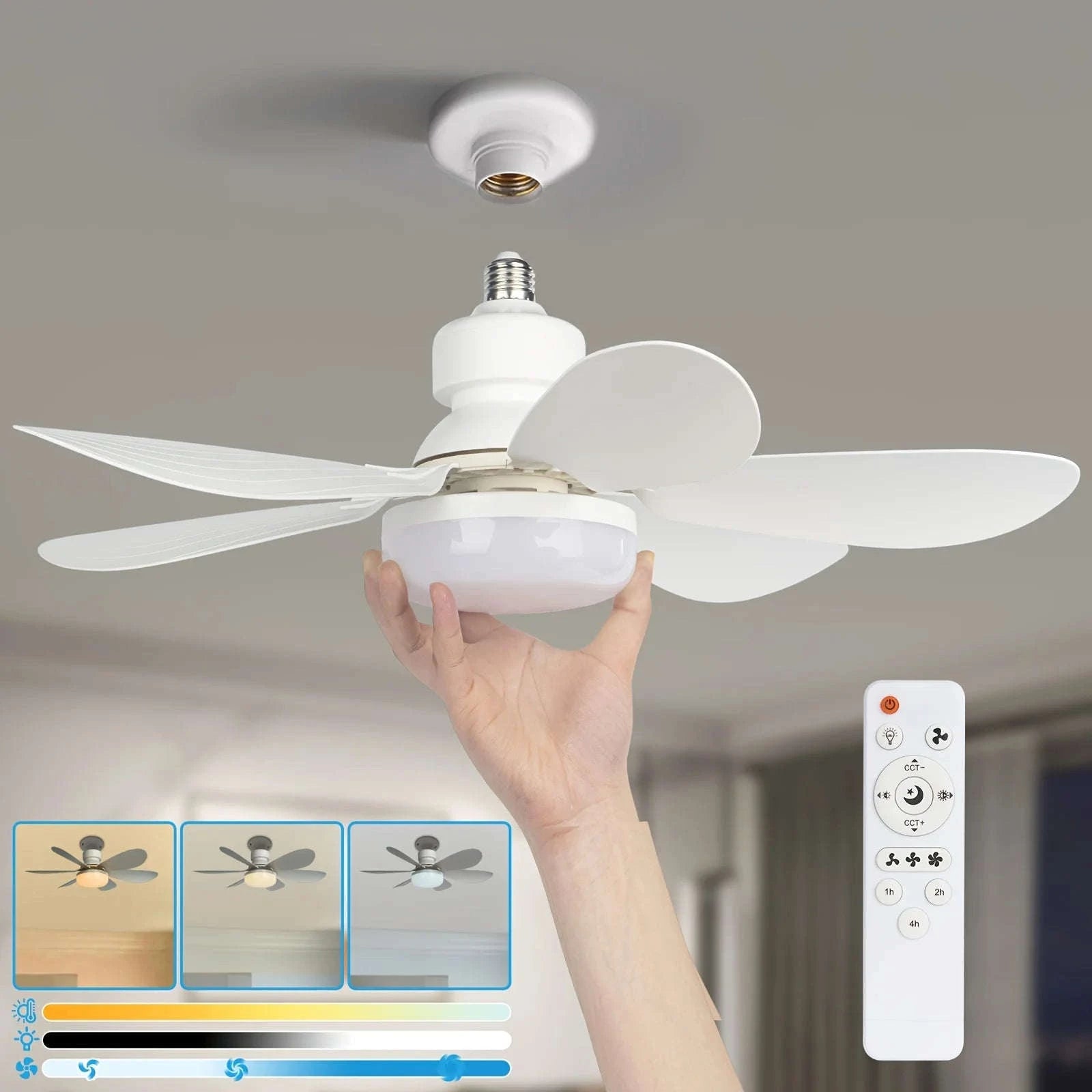 Socket Fan Light with Remote Control-40W White Fan Light / 85-265V