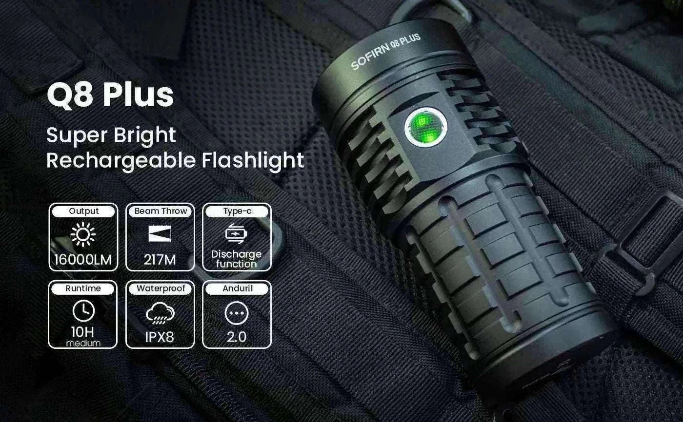 Sofirn Q8 Plus 16000 Lumen Rechargeable LED Flashlight USB-C-5000K-5300K / United States