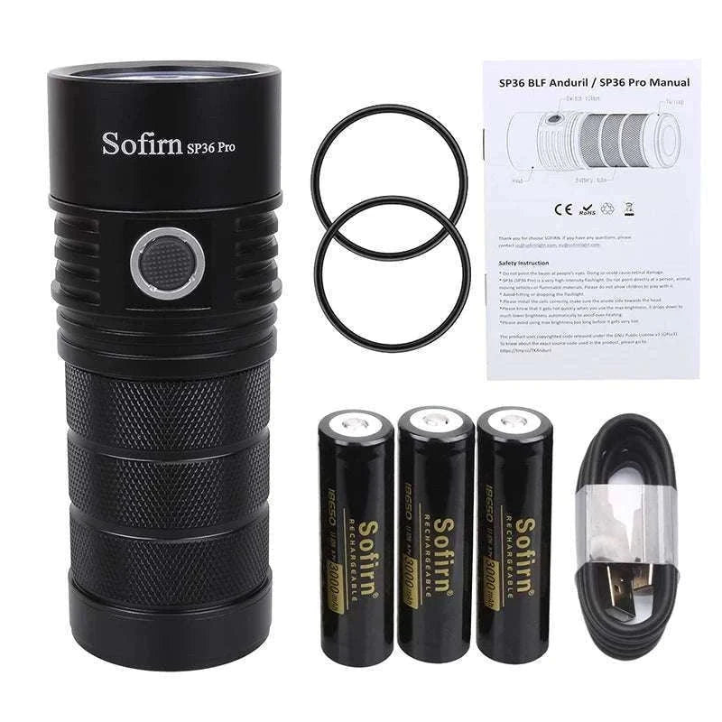 Sofirn SP36 Pro 8000lm USB-C Rechargeable LED Flashlight-with 18650 battery / 6000-6500K / United States
