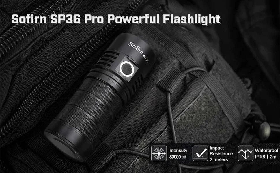 Sofirn SP36 Pro 8000lm USB-C Rechargeable LED Flashlight-with 18650 battery / 6000-6500K / United States
