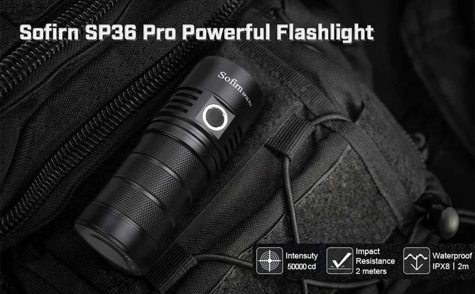 Sofirn SP36 Pro 8000lm USB-C Rechargeable LED Flashlight-with 18650 battery / 6000-6500K / United States