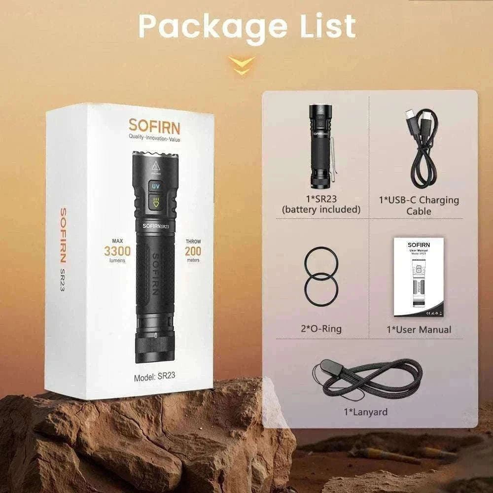Sofirn SR23 3300LM Dual Light Flashlight with UV 365nm USB-C-6500-7000K / Poland