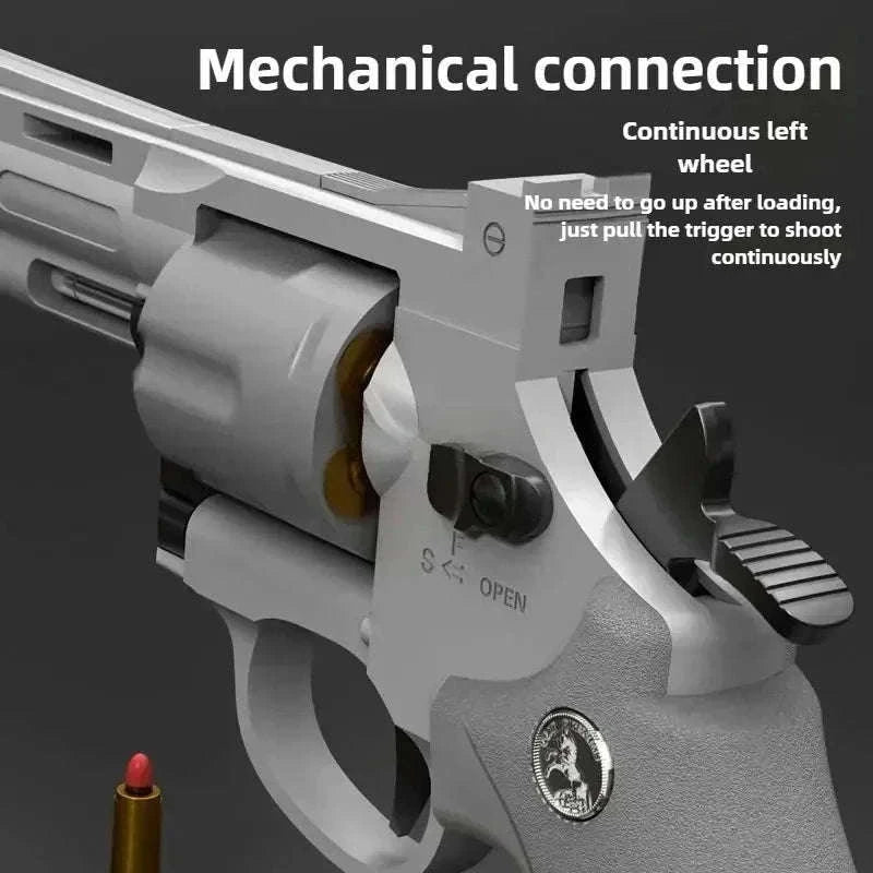 Soft Bullet Revolver Toy Pistol with Repeating Action for Ages 14+-357-Grey-23cm