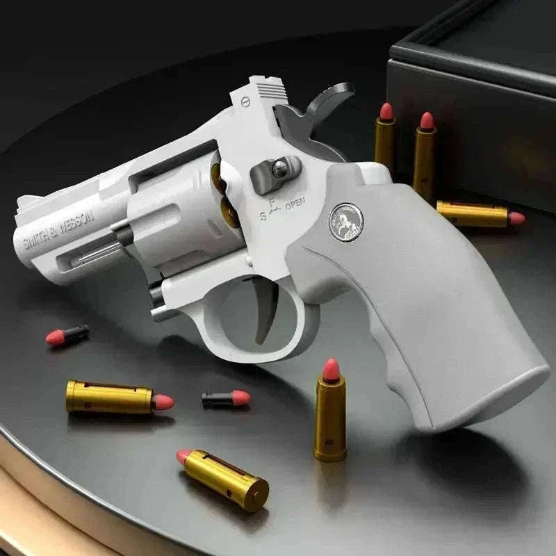 Soft Bullet Revolver Toy Pistol with Repeating Action for Ages 14+-357-Grey-23cm