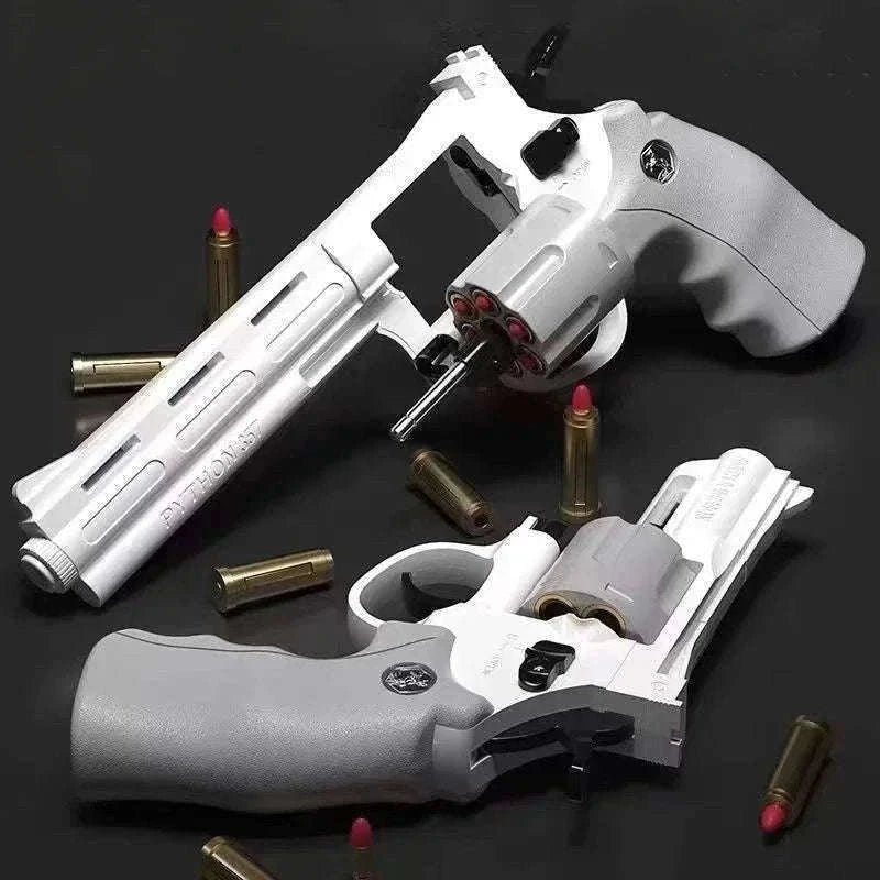 Soft Bullet Revolver Toy Pistol with Repeating Action for Ages 14+-357-Grey-23cm