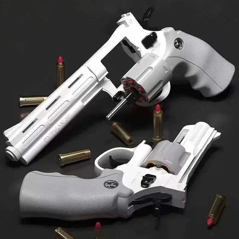 Soft Bullet Revolver Toy Pistol with Repeating Action for Ages 14+-357-Grey-23cm