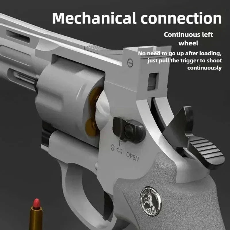 Soft Bullet Revolver Toy Pistol with Repeating Action for Ages 14+-357-Grey-23cm
