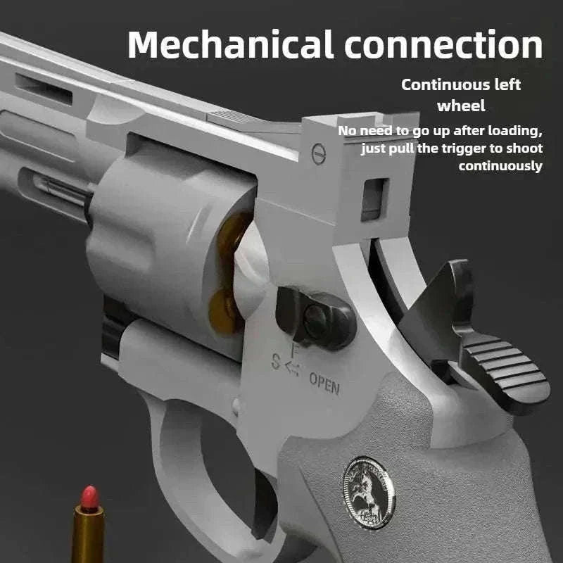 Soft Bullet Revolver Toy Pistol with Repeating Action for Ages 14+-357-Grey-23cm