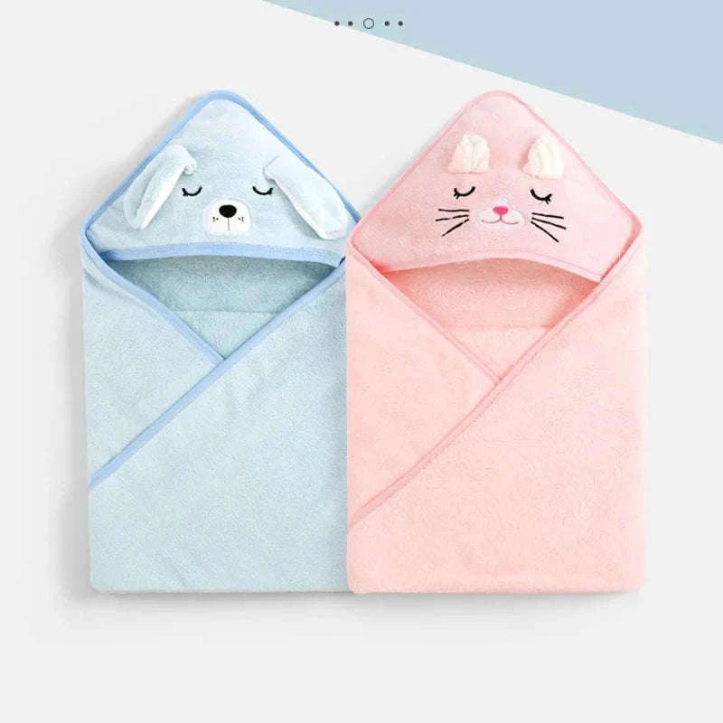 Soft Cartoon Animal Baby Hooded Towel for Cozy Bath Time-white bear