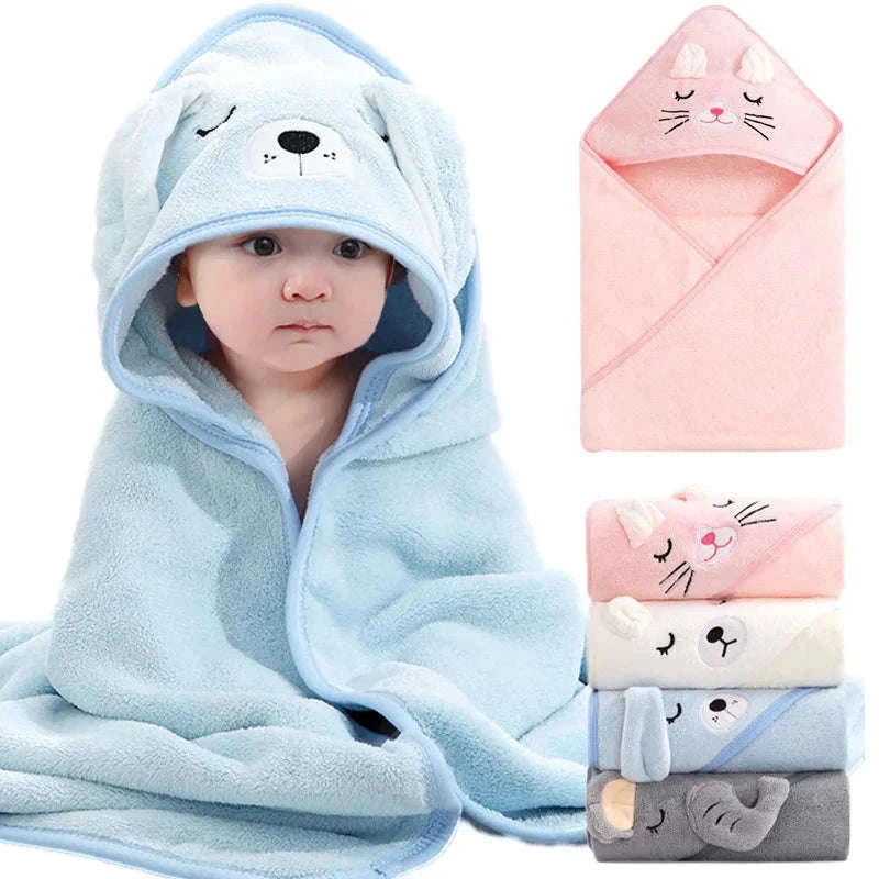 Soft Cartoon Animal Baby Hooded Towel for Cozy Bath Time-white bear
