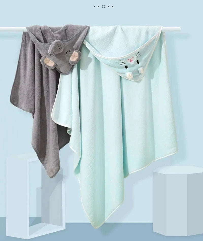 Soft Cartoon Animal Baby Hooded Towel for Cozy Bath Time-white bear
